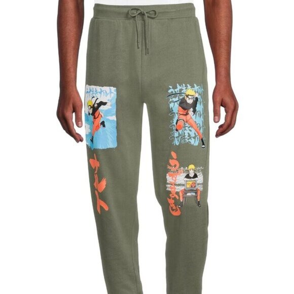 Hot Topic Naruto Shippuden Men's Graphic Jogger Pants in Green Size 32/34 - Picture 3 of 10